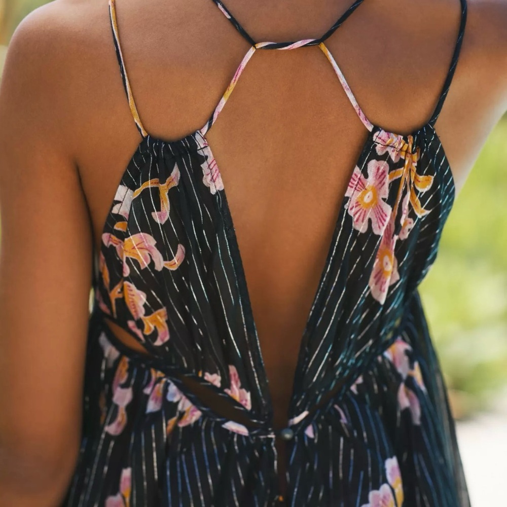 Anthropologie Black and Pink Cut Out Maxi Size S - Picture 2 of 8